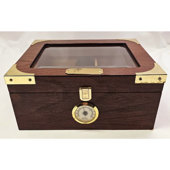 Capri-Elegant Quality Importers Wooden Desktop Humidor With Hygrometer - Picture 1 of 10
